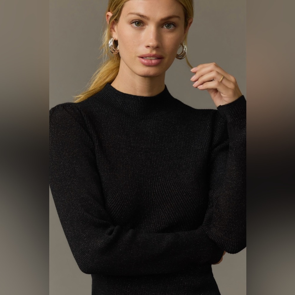 Anthropologie Mock Neck Lace Up Open Back Sweater